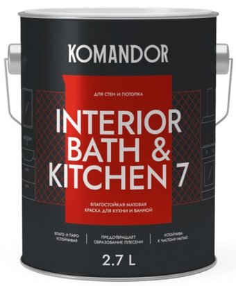 Краска Командор Interior Bath&Kitchen 7 База 1 (2.7л, матовый)