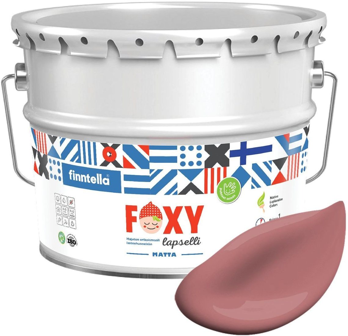 

Краска Finntella Foxy Lapselli Matte Puolukka F-50-1-9-FL249 9 л (розовый)
