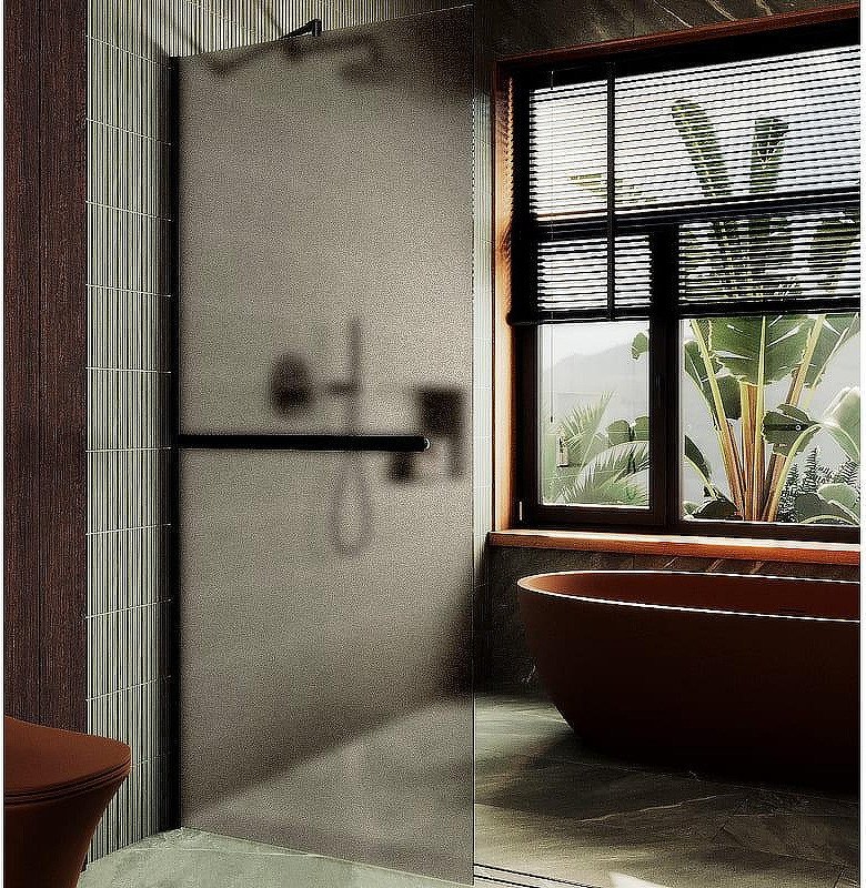 Душевая стенка MaybahGlass 99x195 MGD-1460-6ш (бронзовое матовое стекло/черный)