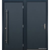 Металлическая дверь Стальная Линия Хаски Pro с ручкой-рейлингом (антрацит)