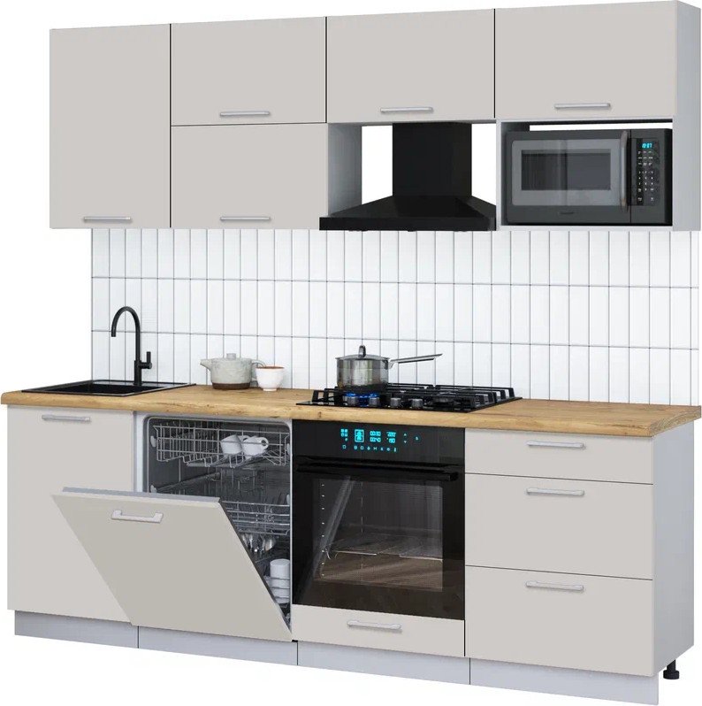 

Готовая кухня Интерлиния Мила Gloss 2.3-ПМ2 (кашемир/кашемир/дуб бунратти)