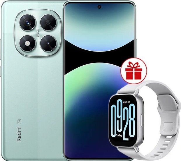 Xiaomi Redmi Note 14 Pro 5G 12GB/256GB wersja międzynarodowa (zielony) + smartwatch Xiaomi Redmi Watch 5 Active (srebrny) w promocji