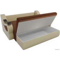 Диван Лига диванов Меркурий 100354 100 см (рогожка коричневый/экокожа бежевый)