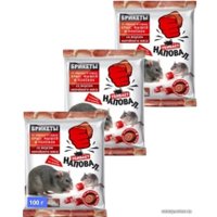 Средство от вредителей Наповал Тесто-брикеты от крыс и мышей со вкусом копченого мяса (3x100 г)