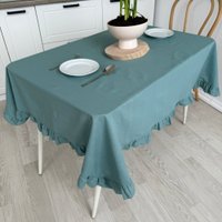 Скатерть ОМурМебель 200x150см прямоугольная с рюшами (синий)