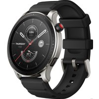 Умные часы Amazfit GTR 4 (серебристый, с черным ремешком из фторэластомера)