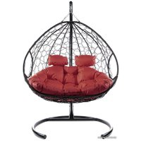 Подвесное кресло M-Group Для двоих 11450402 (черный ротанг/бордовая подушка)