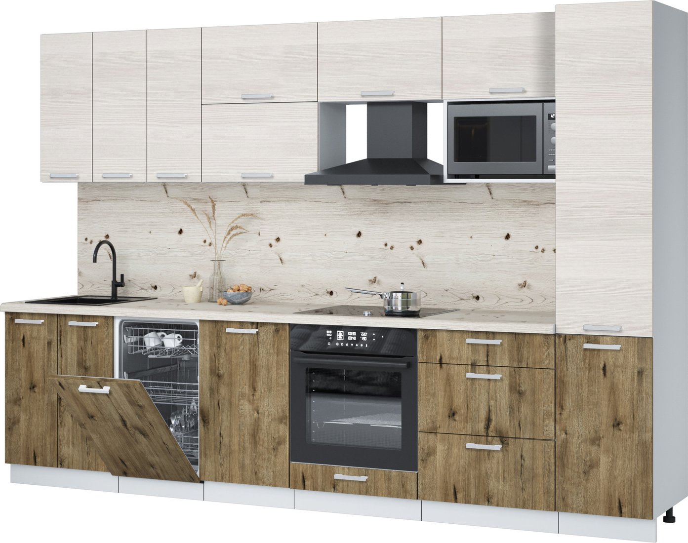 

Готовая кухня Интерлиния Мила Лайт 3.1-ПМ4 (вудлайн кремовый/дуб веллингтон/бискайская сосна)