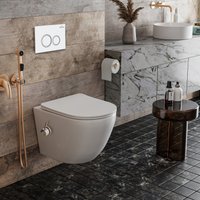 Унитаз подвесной Roxen Antares Bidet в комплекте с инсталляцией StounFix Dual Fresh 6 в 1 902672 (кнопка: белый глянец)