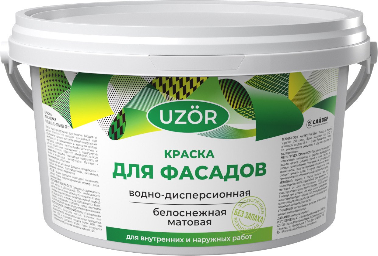 

Краска Узор для фасадов акриловая 3 кг (белый матовый)
