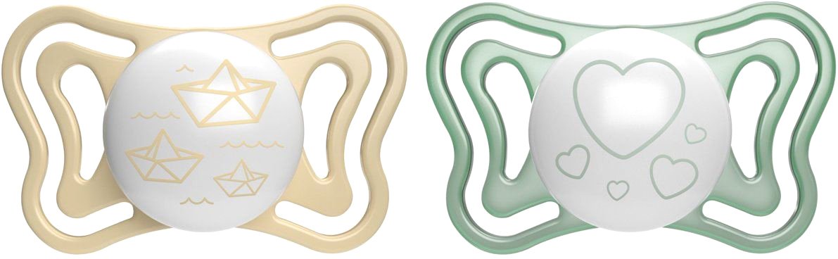 

Набор пустышек Chicco PhysioForma Light Lumi Кораблик. Сердце (2 шт)