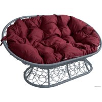 Садовый диван M-Group Мамасан 12110302 (серый ротанг/бордовая подушка)