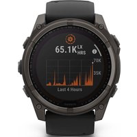 Умные часы Garmin Fenix 8 Solar, Sapphire 51мм (титановый угольно-серый с DLC-покрытием и черным ремешком)