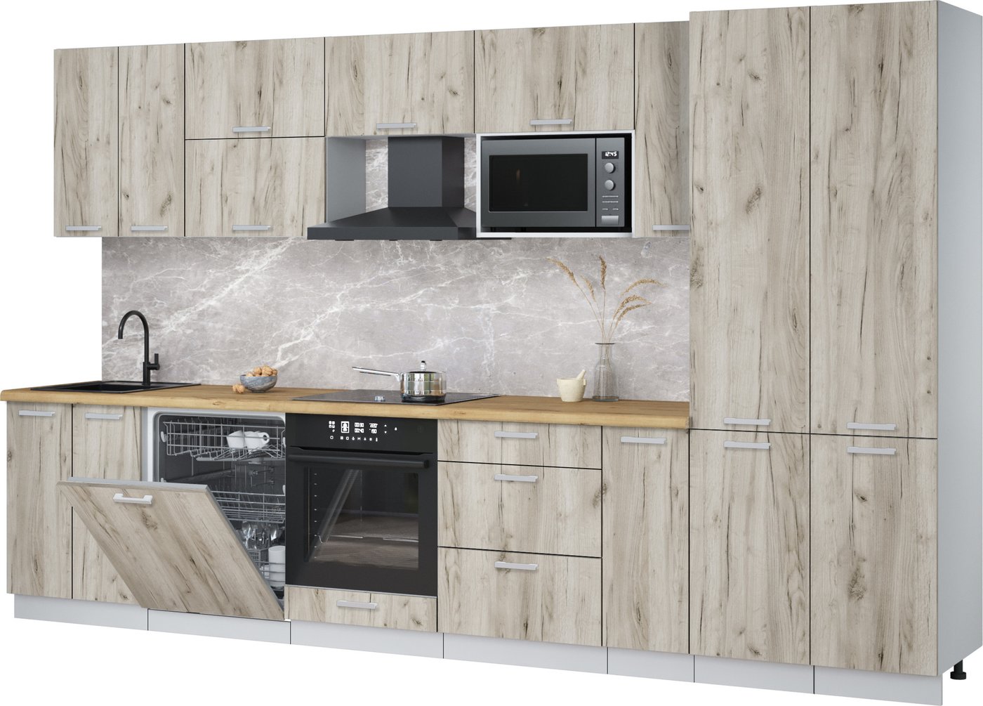 

Готовая кухня Интерлиния Мила Лайт 3.5-ПМ2 (дуб серый/дуб серый/дуб бунратти)