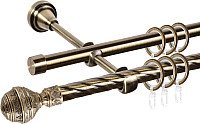 

Карниз для штор АС ФОРОС Grace D16K/16Г составной + наконечники Ампир (2.8м, антик)