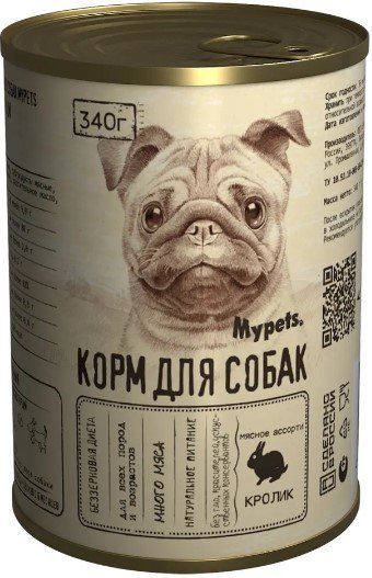 

Консервированный корм для собак Mypets Мясное ассорти с кроликом 470940 (340 г)