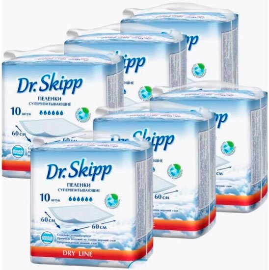 

Пеленки Dr.Skipp Dry Line 60x60 (6x 10 шт)