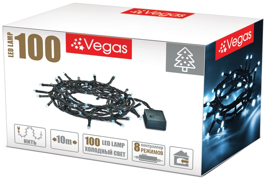 

Новогодняя гирлянда Vegas Нить 55063 100 LED (белый холодный)