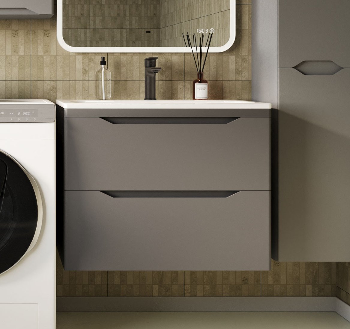 

Symbolite Тумба под умывальник Марелла 70 Люкс Plus 2 ящика (подвесная, серый)