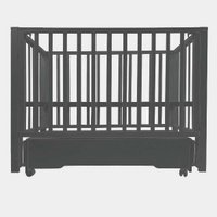 Классическая детская кроватка Indigo Norden универсальный маятник+колеса, ящик (массив березы, графитовый)