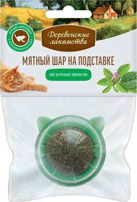 Игрушка для кошек Деревенские лакомства Мятный шар на подставке 26 г