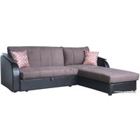 Угловой диван Асмана Магнат 0.8 декор прямой (ридли 07/банни 13/кожзам коричневый)