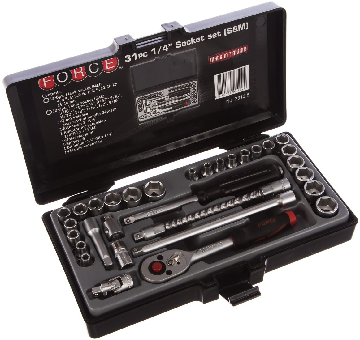 

Набор трещотка с головками Force 2312-5 (31 предмет)