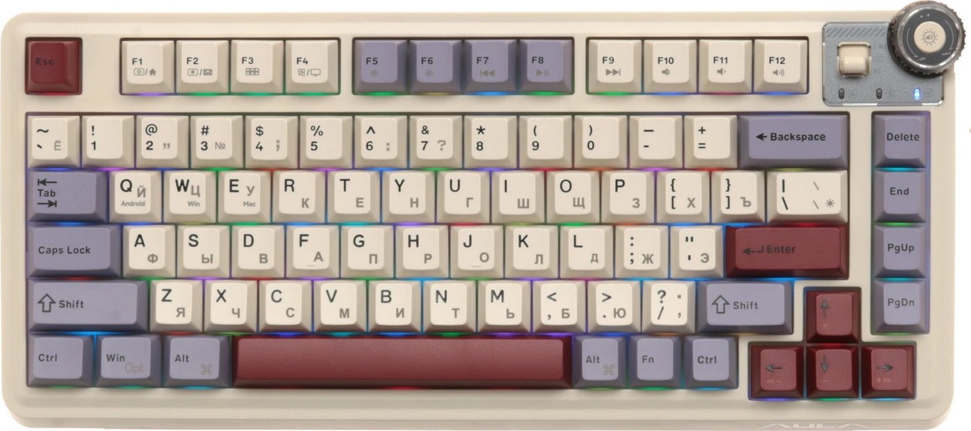 

Клавиатура AULA AU75 (бежевый/фиолетовый/красный, Leobog Star Vector)