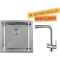 Кухонная мойка ZorG ZRN 4545 Premium + cмеситель Argos Premium Satin