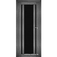 Межкомнатная дверь Юни Амати 11 (ч) 60x200 (дуб шале-графит/черное стекло) в Орше