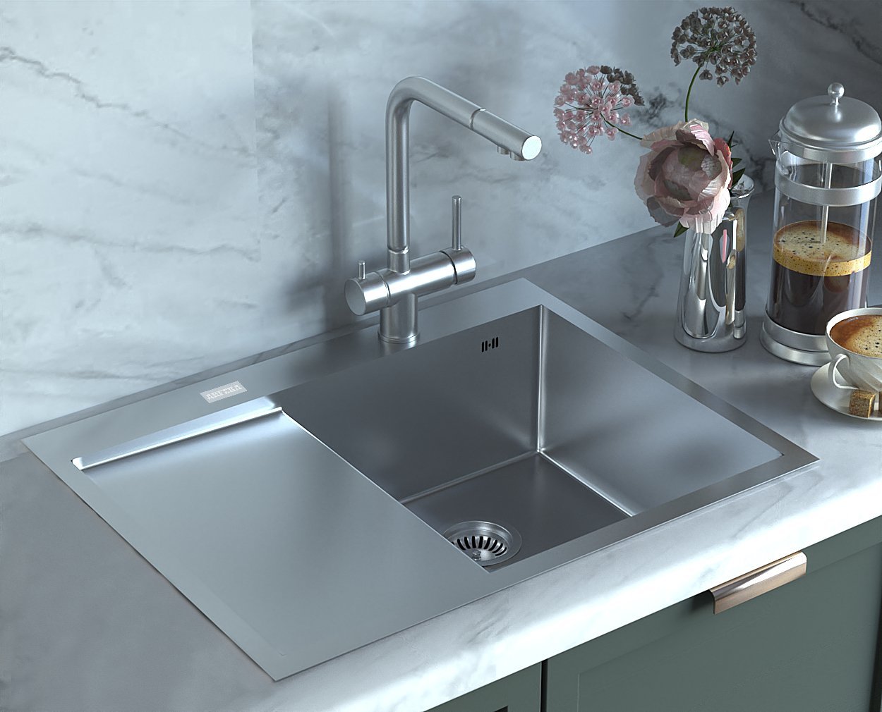 

Кухонная мойка ARFEKA AF 650*505 R Satin Nano