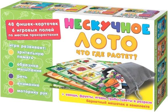 

Развивающая игра Нескучные игры Нескучное лото. Что где растет 8112