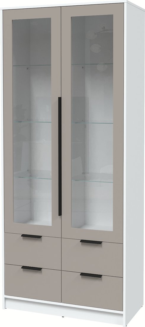 

Шкаф-витрина Интерлиния Концепт КТ-ШВ2 с подсветкой Глосс (белый платинум/луна)