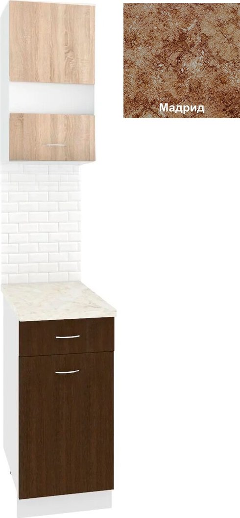 

Готовая кухня Кортекс-мебель Корнелия Экстра 40р1ш правый (дуб сонома/венге/мадрид)