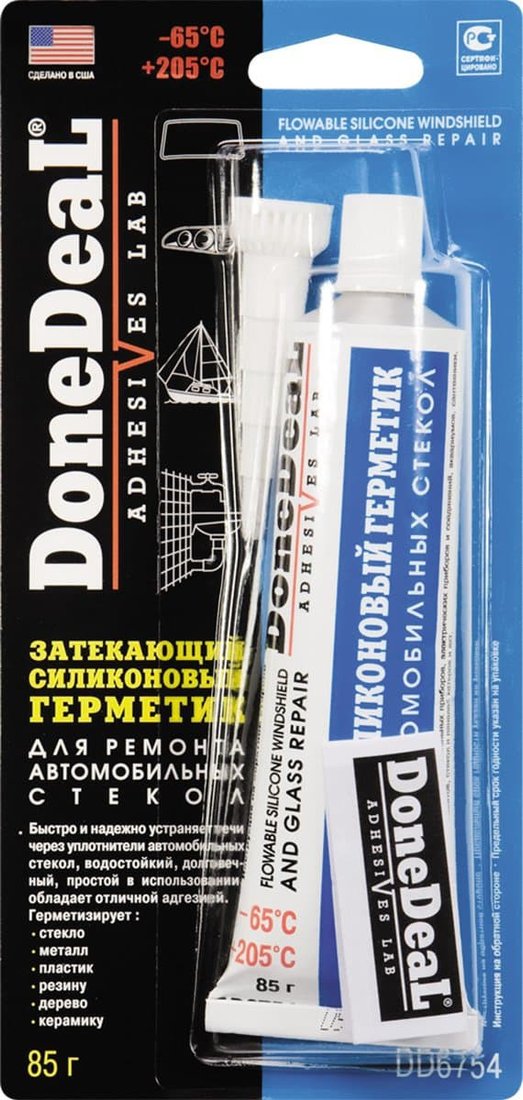 

DoneDeal Затекающий герметик силиконовый для стекол DD6754 85г