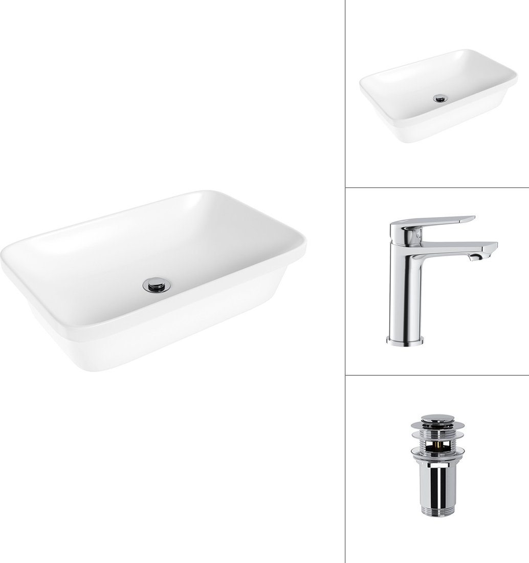 

Умывальник Lauter 21370 + Sky 21CK533C с донным клапаном 21190CH (хром)