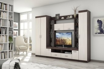 Астрид-Мебель Премьера 15 гостиная (анкор темный/анкор белый)