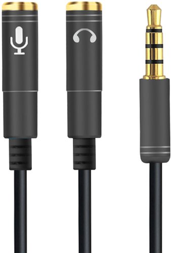 Кабель USBTOP jack 3.5mm (AUX) на jack 3.5mm (AUX) - jack 3.5mm (MIC) (0.5 м, черный)