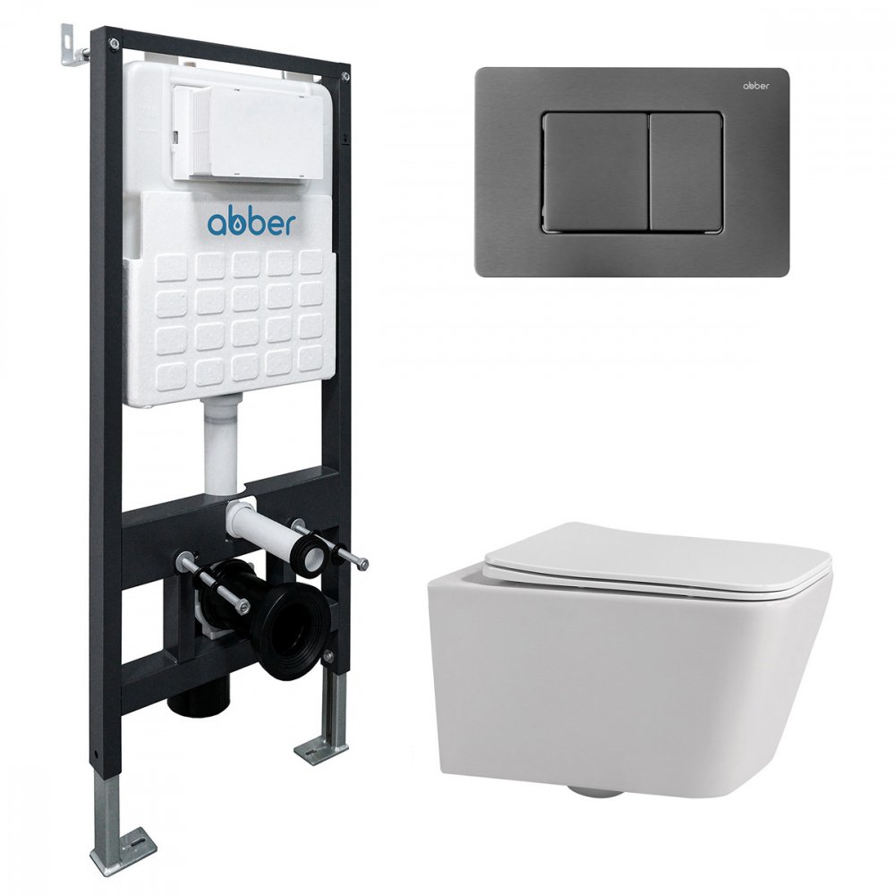 

Унитаз подвесной Abber Rechteck AC1201-AC0105-AC0120NG (с кнопкой смыва)