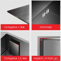 Кухонная мойка ARFEKA AF 650*505 R Black PVD Nano