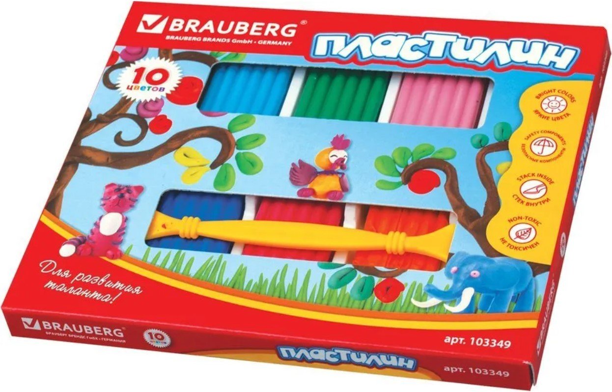 

Пластилин BRAUBERG Магия цвета 103349 (10 цв)