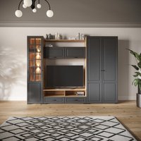 Шкаф-витрина Империал Лацио Сканди 2д (вотан/сканди графит/ручка черная)