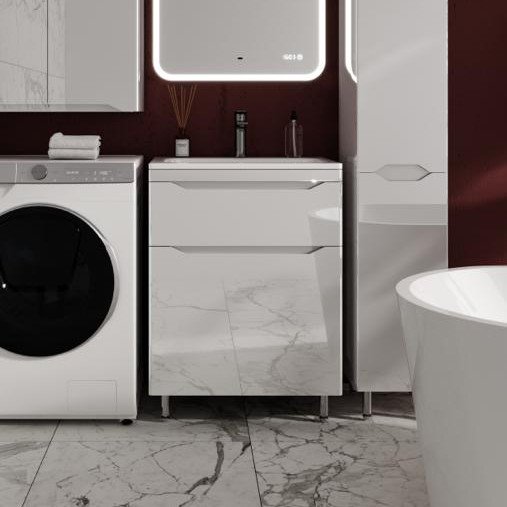 

Symbolite Тумба под умывальник Марелла 60 Люкс Plus 2 ящика (белый глянец)