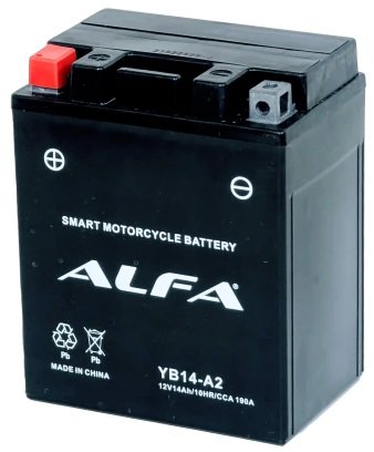 

Мотоциклетный аккумулятор ALFA YB14-A2 (14 А·ч)