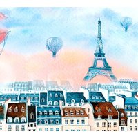 Фотообои ФабрикаФресок Живопись. Акварельный Разноцветный Париж 1163270 (300x270)