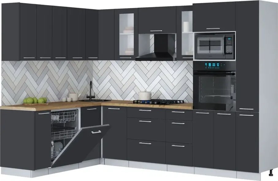 

Готовая кухня Интерлиния Мила Gloss 1.896х2.88 (пепел/пепел/дуб бунратти)