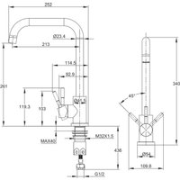 Смеситель Cersanit Como однорычажный с п-образным изливом 68246 (черный)