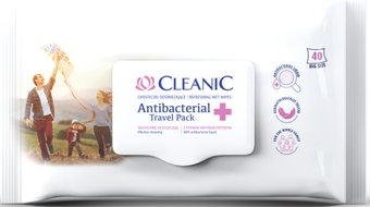 Влажные салфетки Cleanic Antibacterial Travel Pack Освежающие для рук и тела (40 шт)