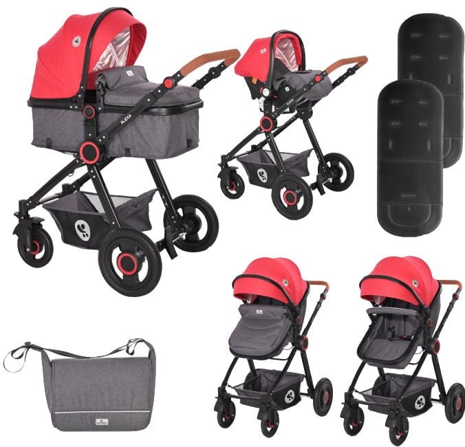 

Универсальная коляска Lorelli Alexa 2021 (3 в 1, cherry red)