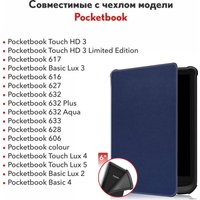 Обложка для электронной книги JFK для PocketBook Touch HD 3/617/616/627/632/633/628/606/Colour/Touch Lux 4/Lux 3/Lux 5/Basic Lux 2/Basic 4 (темно-синий)